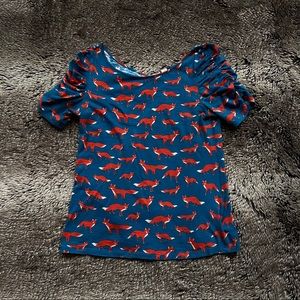 Anthro Blue Fox Print Tee